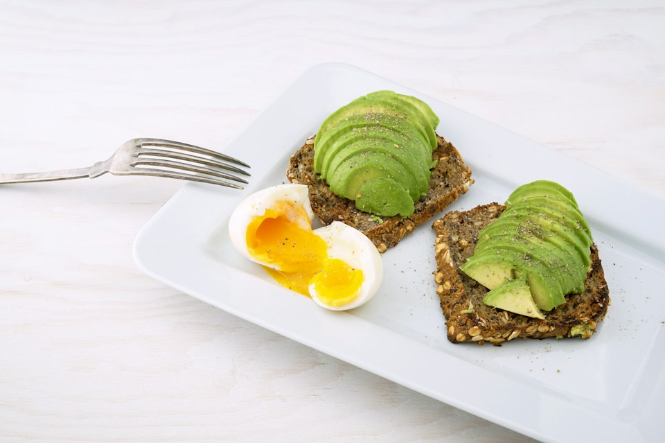 Avocado and egg toast for breakfast