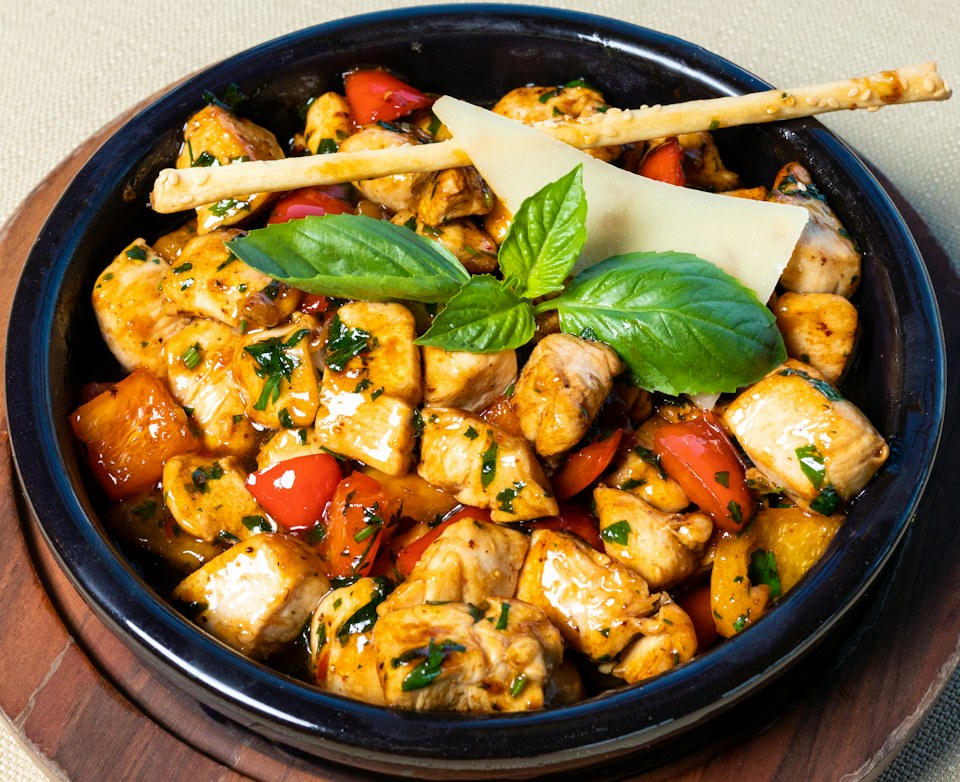 A bowl of curry served with rice