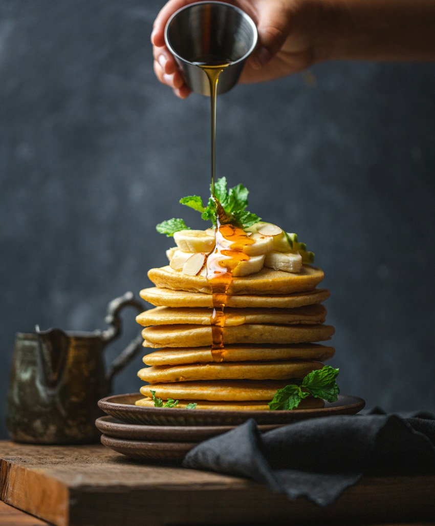 Pancakes on a plate for a homemade breakfast